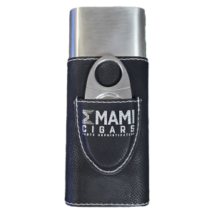 Stainless Steel Leather Stitched with Cutter - El Senador - Cigar Case