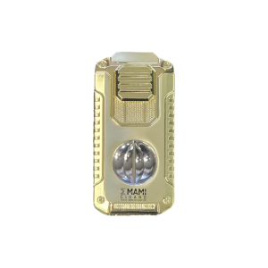 Stainless Gold Brushed El Director - 3 Torch Flame Cigar Lighter and V Cutter/Punch/Poker Combo