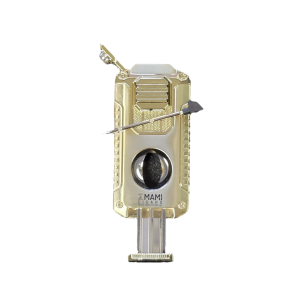 Alternative view of Stainless Gold Brushed El Director - 3 Torch Flame Cigar Lighter and V Cutter/Punch/Poker Combo